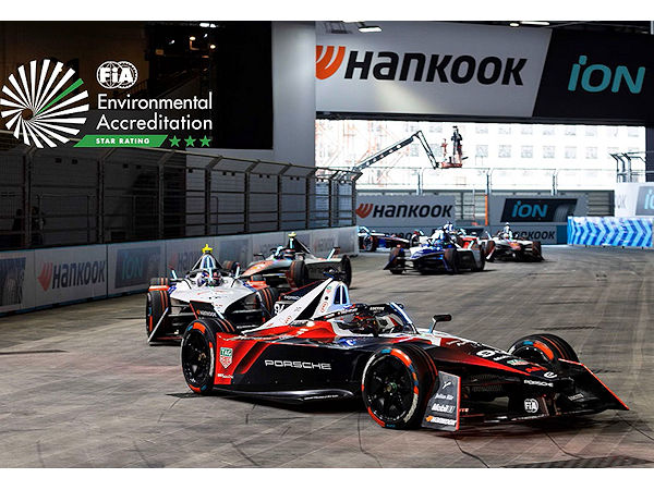 Dem Reifenhersteller Hankook – Ausrüster unter anderem der Formel-E-Serie – ist die Drei-Sterne-Umweltakkreditierung der FIA verliehen worden (Bild: Hankook)