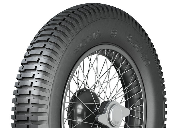 Sein 1934 eingeführtes Modell „Kelirengas“ für den Einsatz vor allem an Lkw ist laut Nokian Tyres der weltweit erste Winterreifen gewesen, der mit heutigen Profilen – außer einer Eignung für winterliche Fahrbahnbedingungen – selbstredend nicht mehr viel gemein hat (Bild: Nokian Tyres)