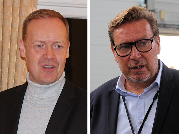 Während sich Conti laut dessen Leiter Reifenersatzgeschäft Deutschland Mirco Brodthage (links) „komplett einverstanden“ mit der geänderten ECE-Regelung 117 gibt, hält Michelin den darin festgeschriebenen Mindestwert, den abgefahrene Reifen beim Nassgrip erreichen müssen, für „zu niedrig angesetzt“, sagt Cyrille Roget, Technical & Scientific Communication Director des französischen Herstellers (Bilder: NRZ/Christian Marx)