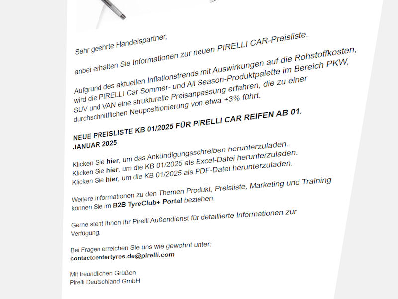 Pirelli KB Preisliste tb