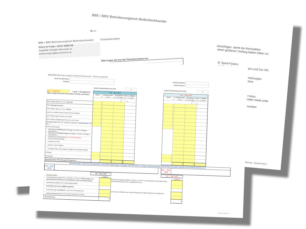 Für an einer Teilnahme an seinem Betriebsvergleich interessierte BRV-Mitglieder stellt der Branchenverband wie gewohnt entsprechende Erfassungsblätter im Excel- und PDF-Format zur Verfügung (Bilder: BRV)